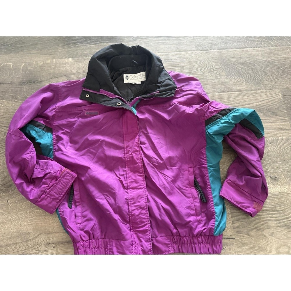 Vintage Columbia Bugaboo Jacket Women's Large, Purple Green Skiing 90s Y2K